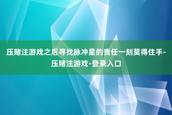压赌注游戏之后寻找脉冲星的责任一刻莫得住手-压赌注游戏-登录入口