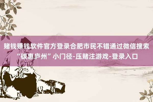 赌钱赚钱软件官方登录合肥市民不错通过微信搜索“碳惠庐州”小门径-压赌注游戏-登录入口